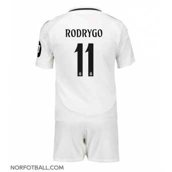 Billige Fotballdrakt Real Madrid Rodrygo Goes #11 Replika Hjemmedraktsett Barn 2024-25 Kortermet (med bukser)
